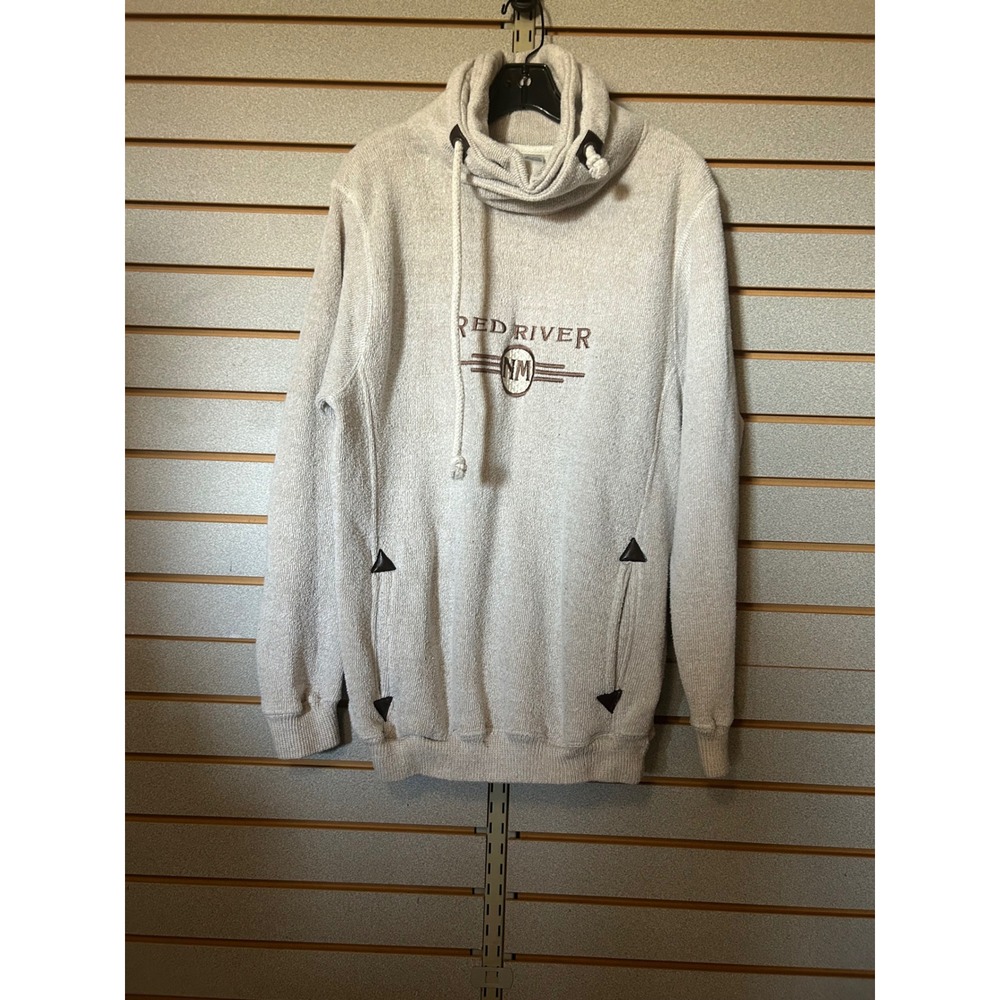 Renegade Club Red River NM Cowl Neck Fleece Pullover Mens XL Oatmeal Graphic